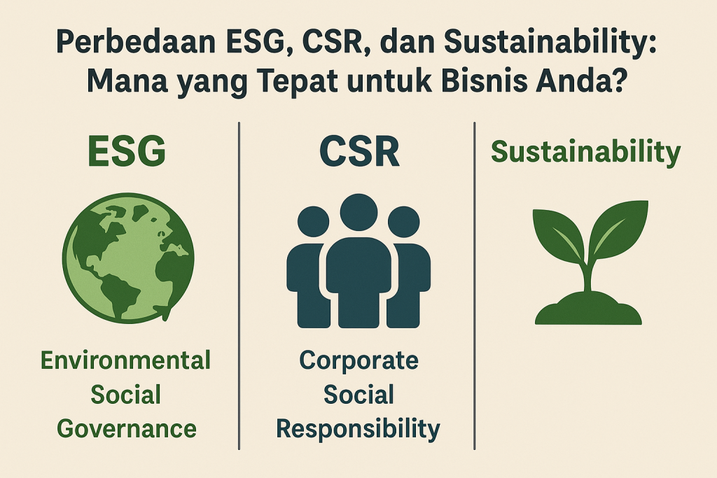 Perbedaan ESG, CSR, dan Sustainability